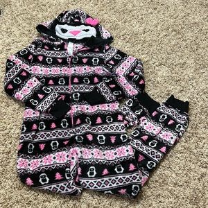 Penguin fleece one piece pajama